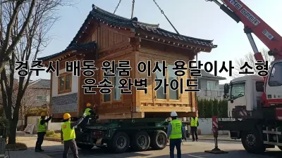 경주시 배동 원룸 이사? 용달이사 소형 운송 완벽 가이드!